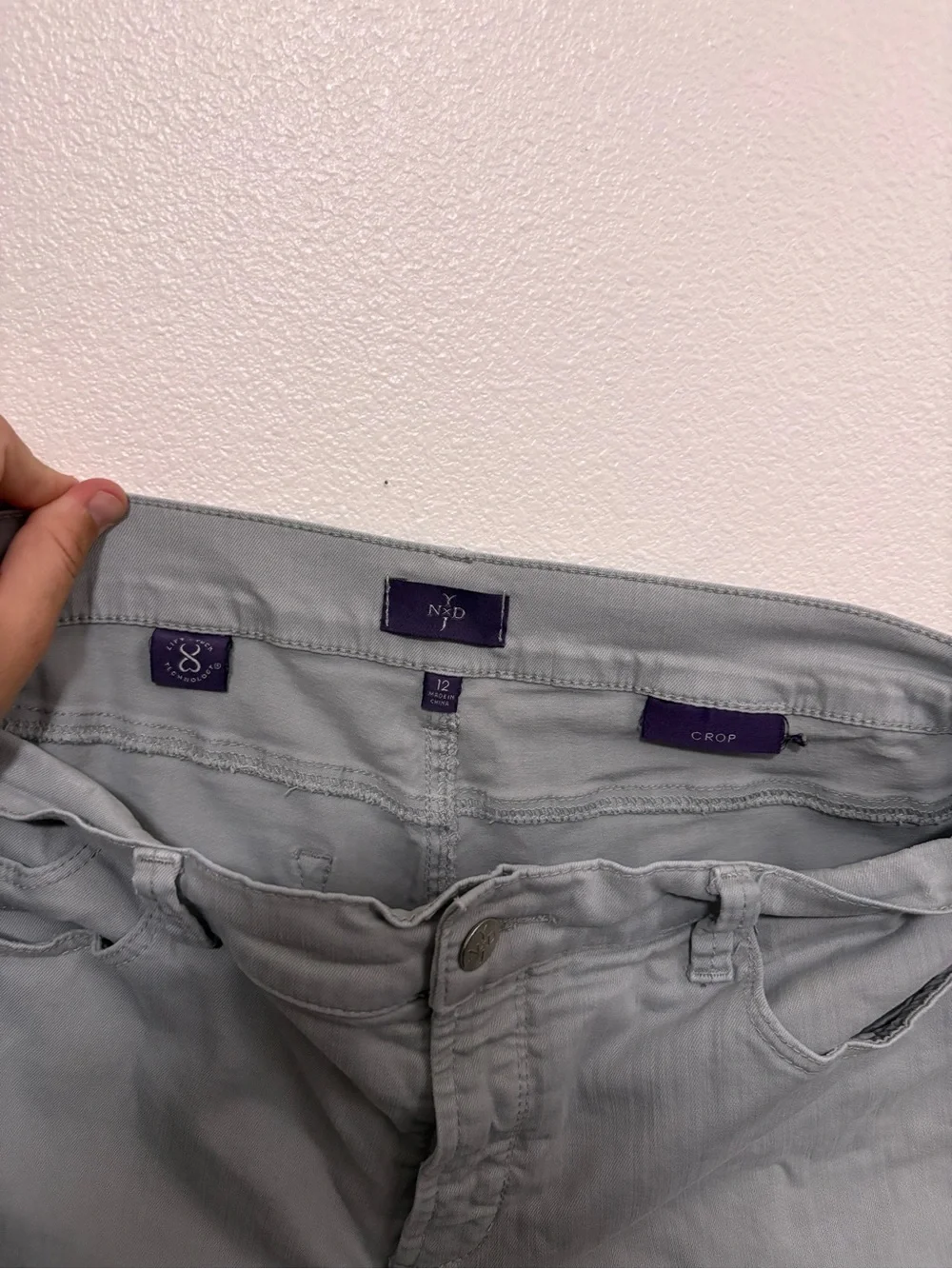 NYDJ Women's Casual Crop Jeans in Light Gray Green 12